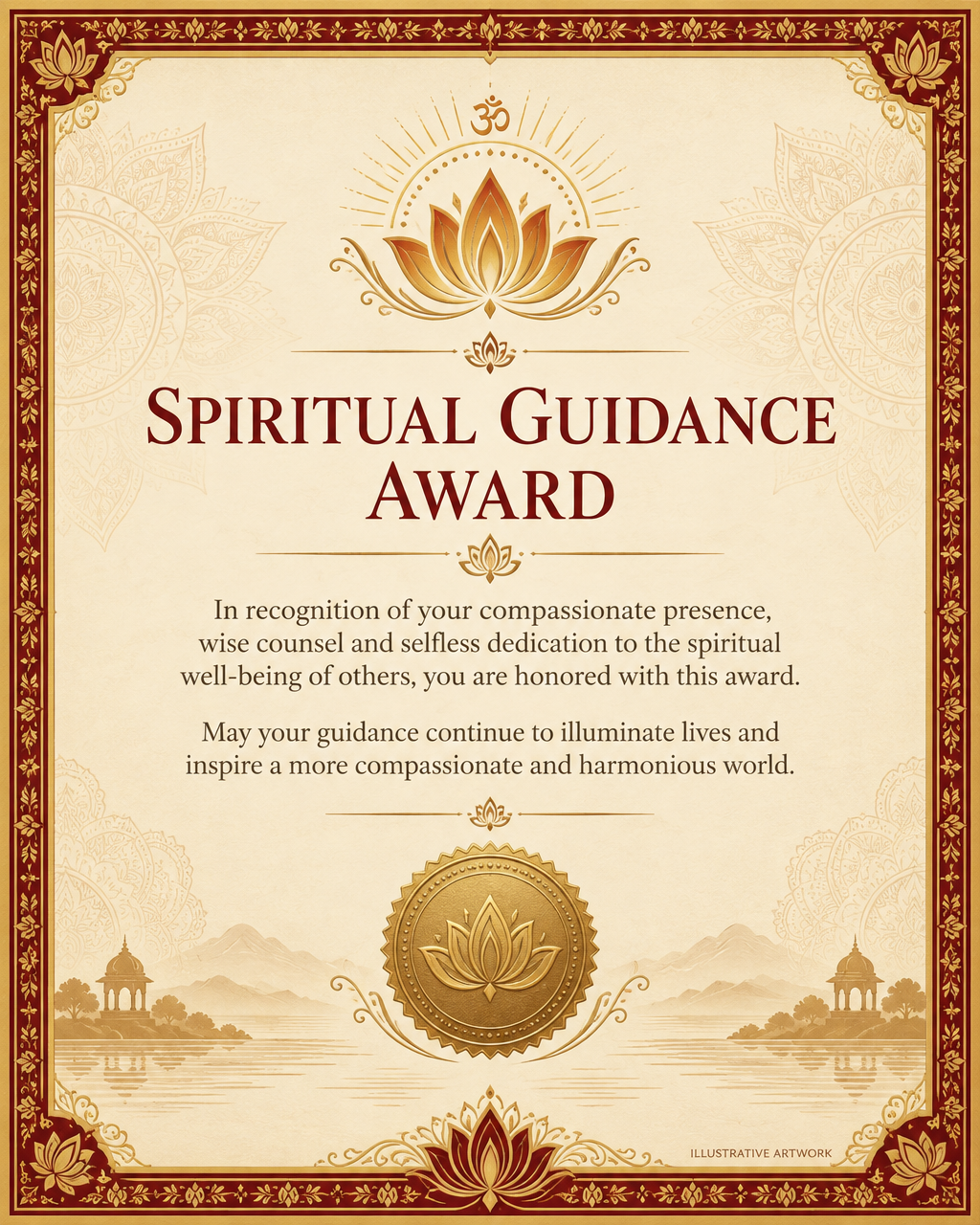 Spiritual Guidance Award, illustrative artwork only