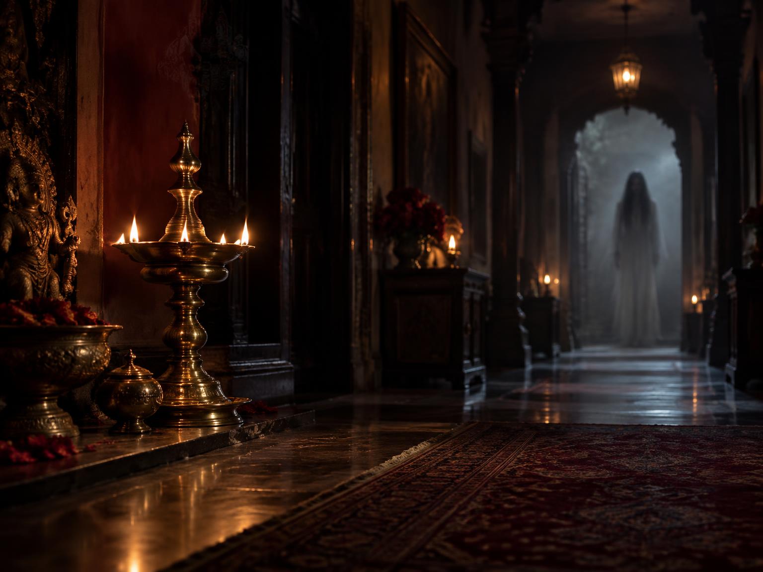 Quiet dimly lit hallway representing an unsettled night